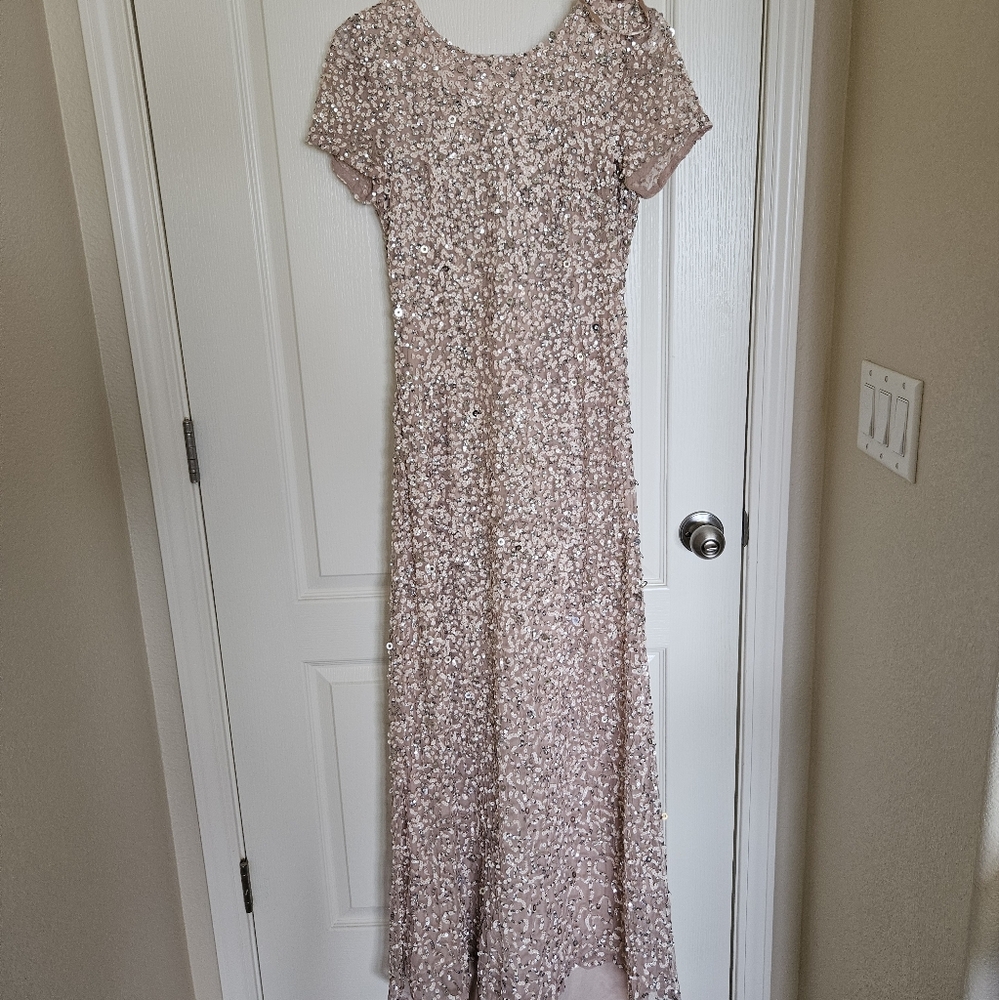 Elegant Sequin Evening Gown - Pink